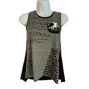 Star Wars Embellished Pocket Girls Large 10-12 Black/Gray Tank Shirt